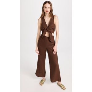 Dalaila Tie Top (Size 4/Small) & Ottavio Pants (Size 6/Medium) Set in Chocolate